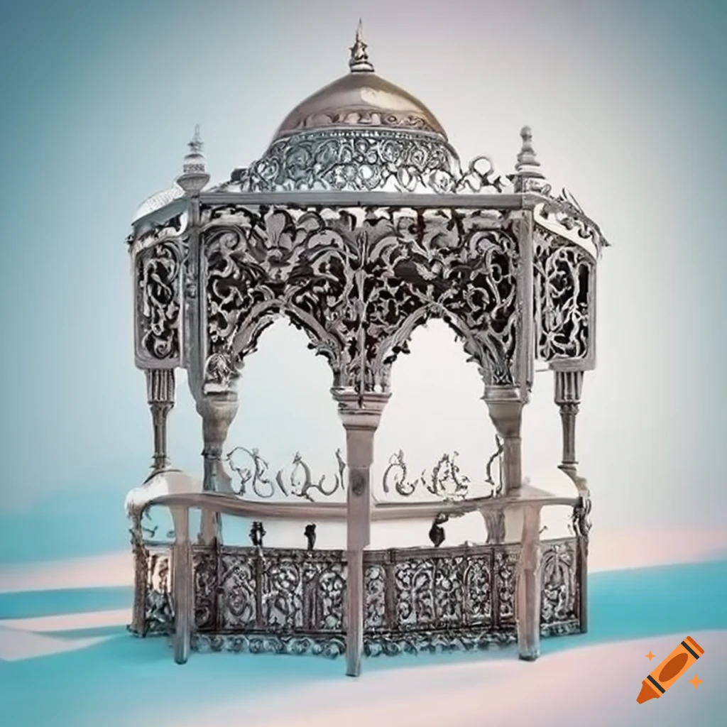 ornamental Islamic gazebo with a silver fountain
