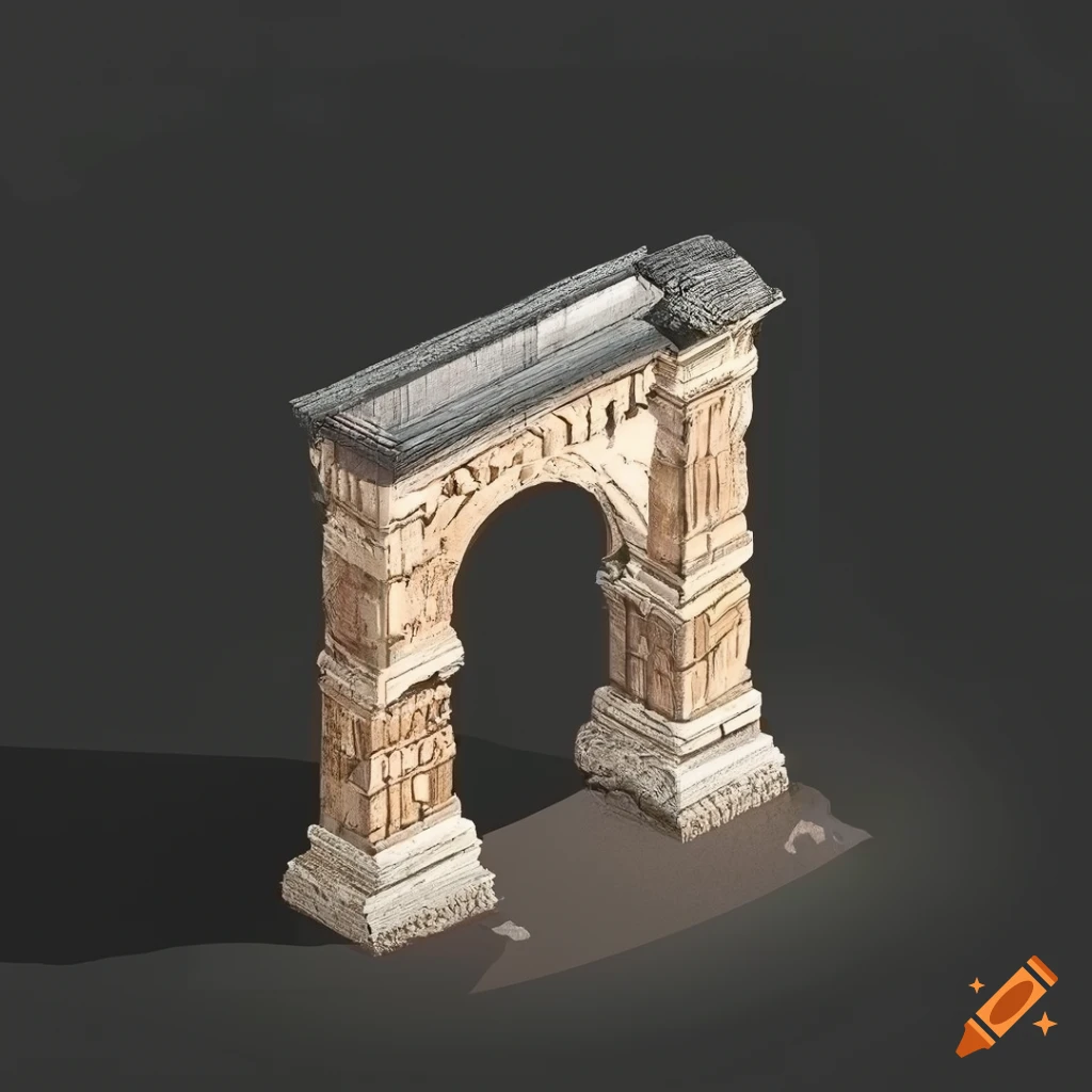 marble arch with olive trees in the foreground
