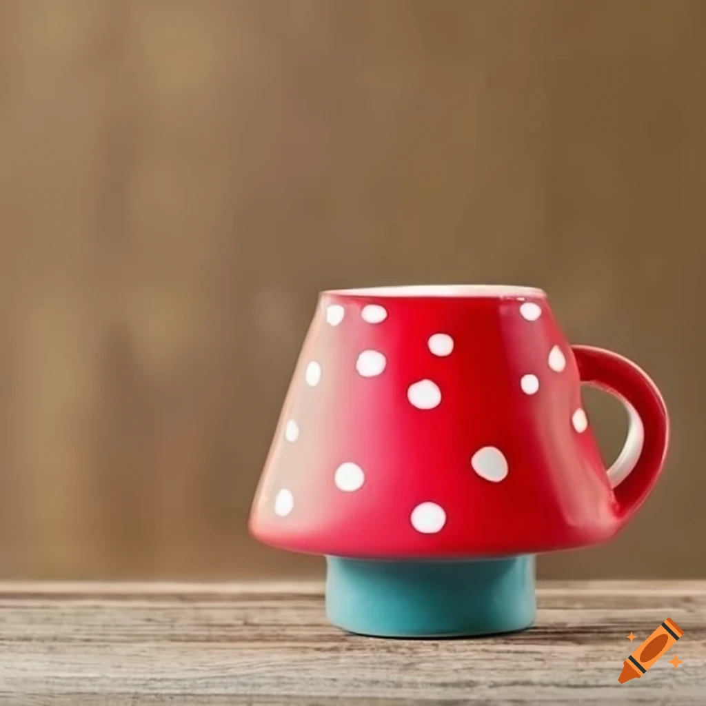 colorful mushroom-shaped mug on a table