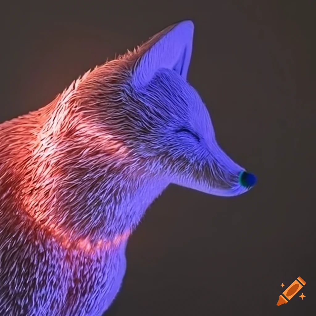 illuminated monofilament sculpture of a fox