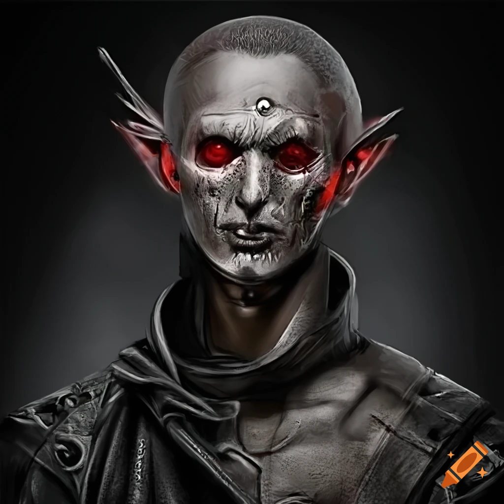 image of a dark elf with red eyes