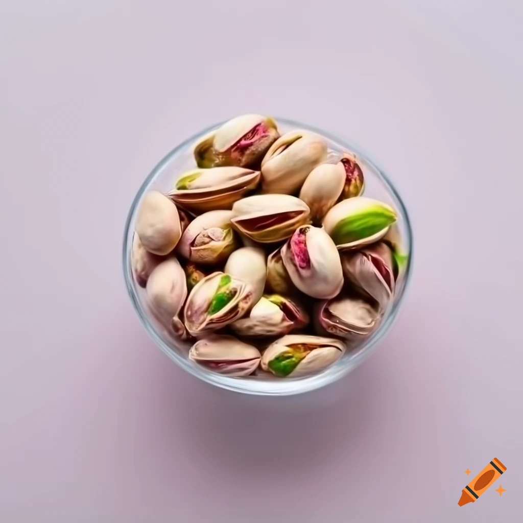 top view of a bowl of pistachios