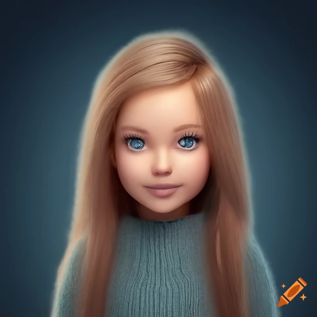 Portrait of a cute girl in a knitted dress