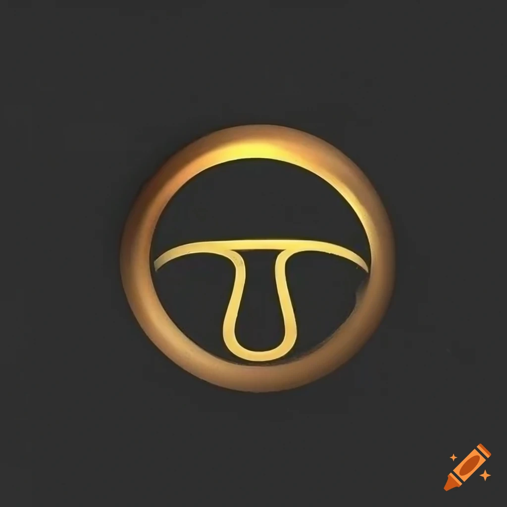luxurious and elegant logo with a black and golden mushroom inside a golden lightning bolt circle
