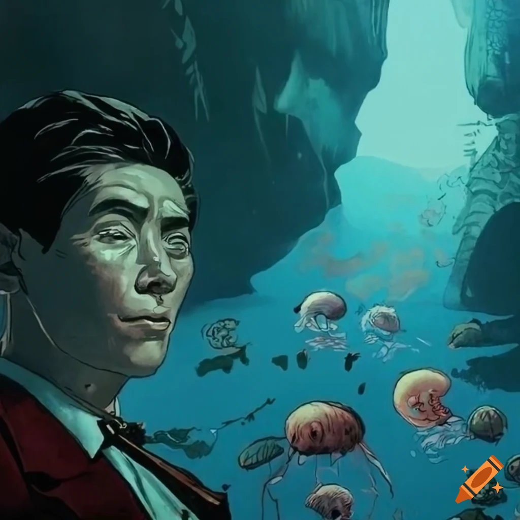 mountain hideout inspired by Noir graphic novel