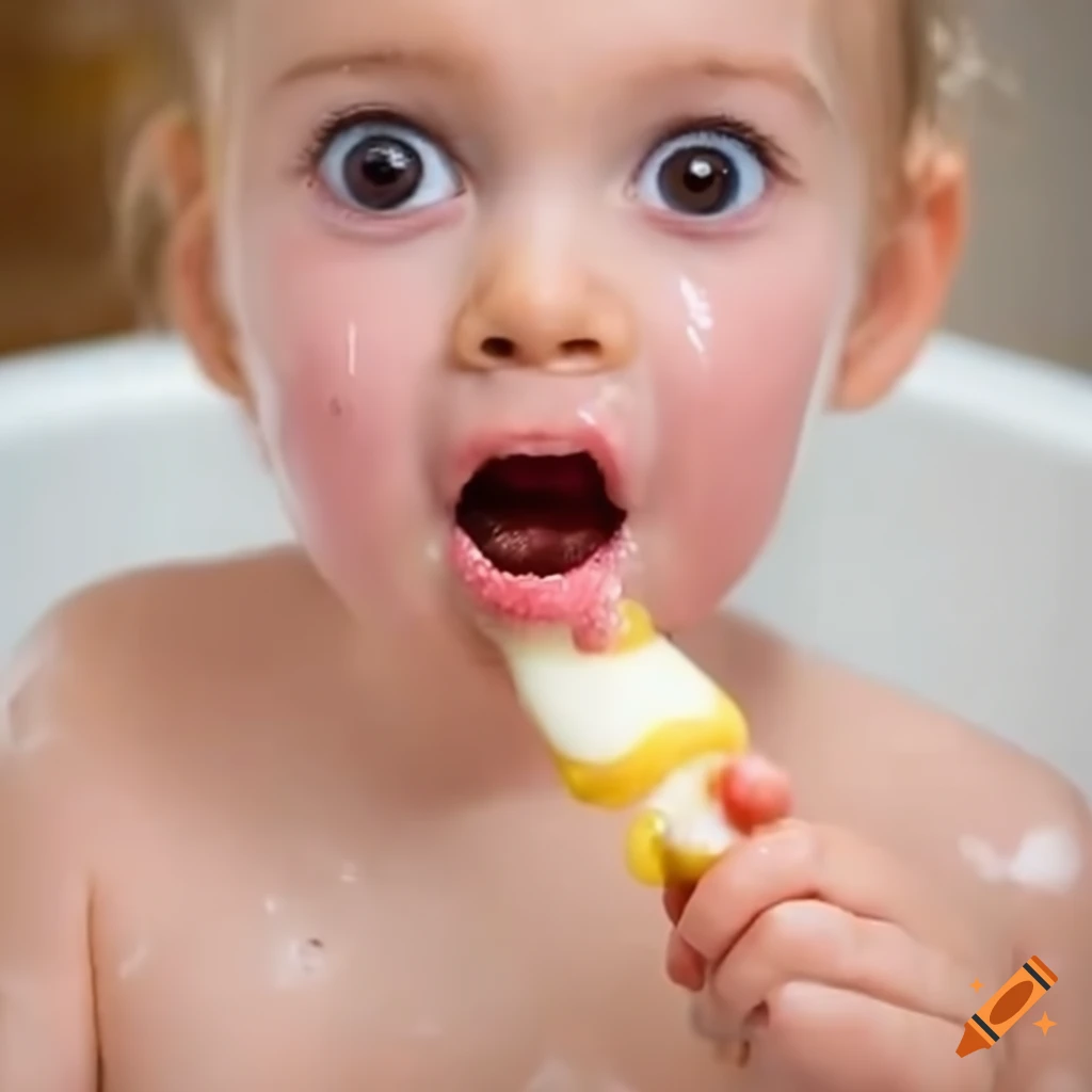 toddler girl enjoying melting vanilla popsicle