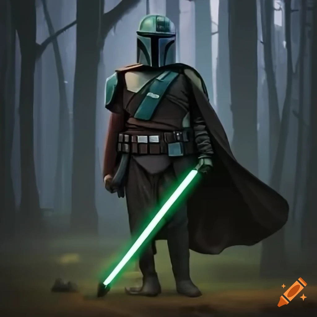 image of a menacing Jedi in a space forest
