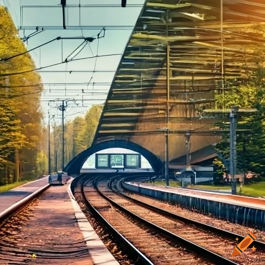 small town train station next to the forest