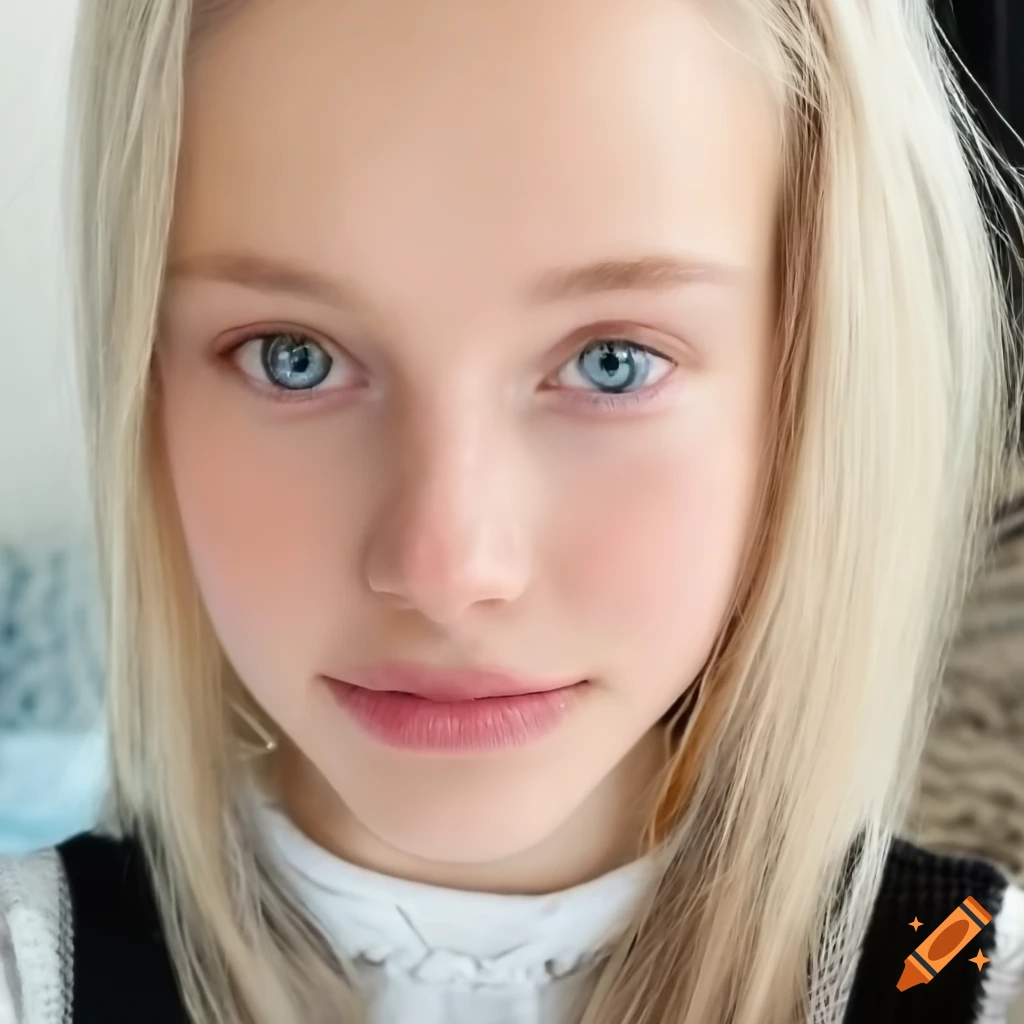 Life-like portrait of a pretty swedish blonde girl with big eyes, casual  attire, realistic eyes, realistic hair, 8k on Craiyon