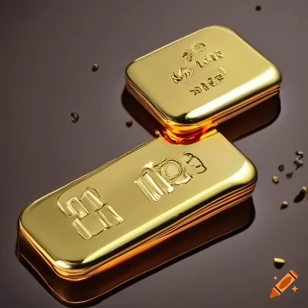 Top view of three gold bullion on Craiyon