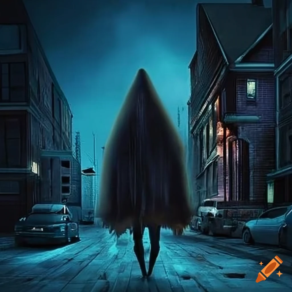 surreal neighborhood scene