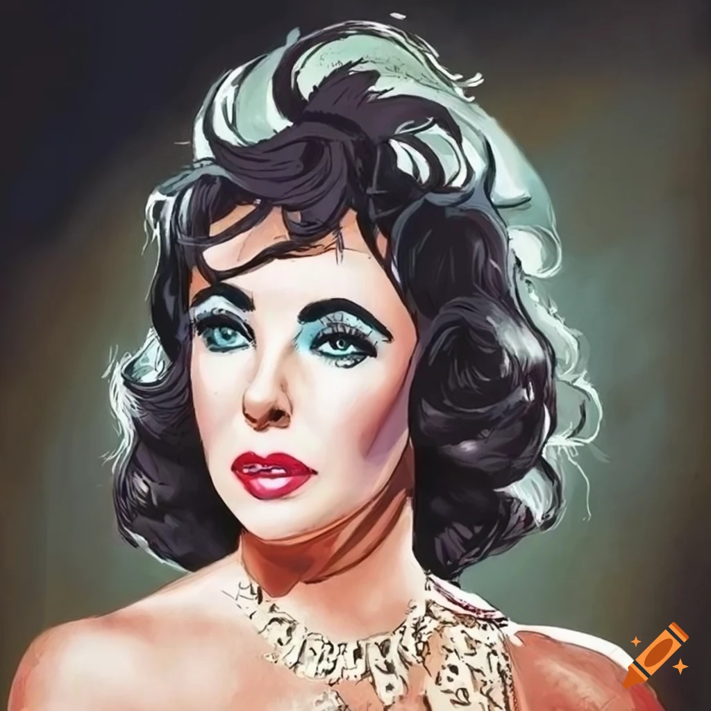 Comic art of merged elizabeth taylor and jane russell