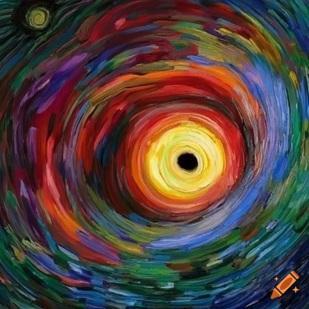 Van Gogh's painting of a rainbow-colored black hole