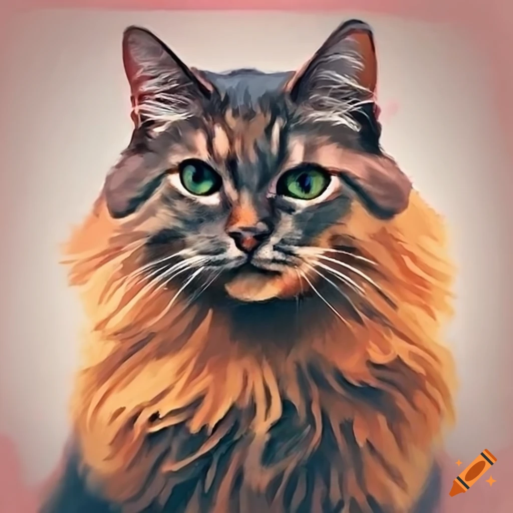 painting of a Norwegian cat
