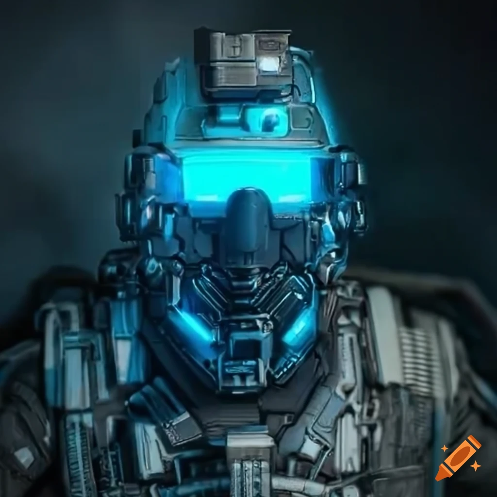 futuristic robot soldier with LED eye
