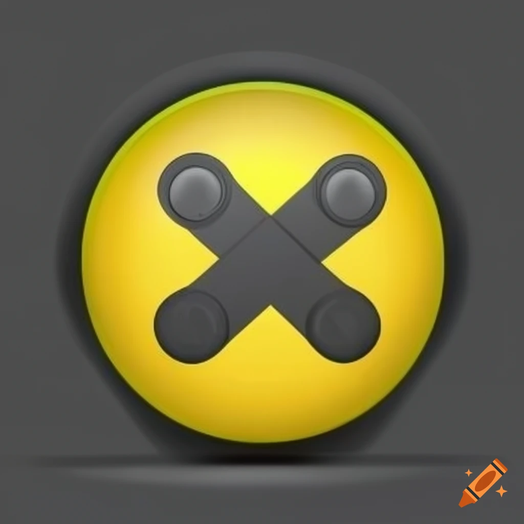 Yellow video game logo with direction buttons on Craiyon