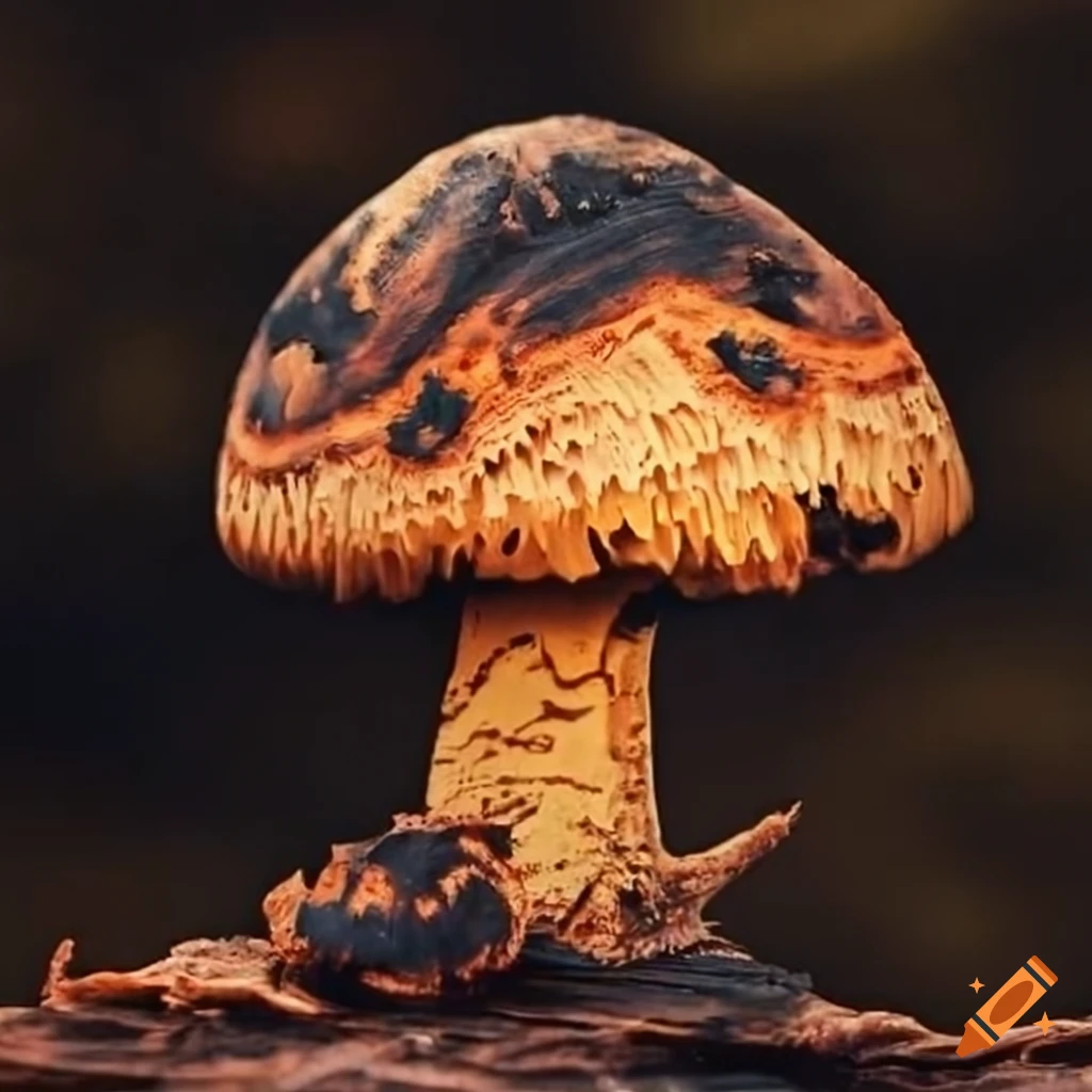 wood burned mushroom art