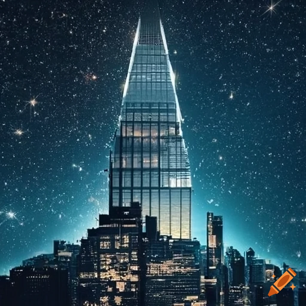 skyscraper stretching into the stars