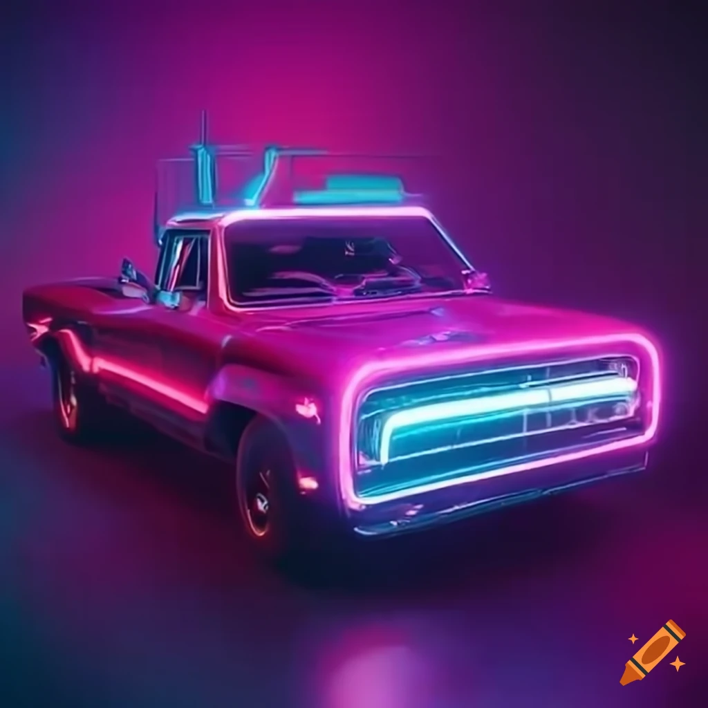 Cyberpunk Neon 1977 Dodge Truck On Craiyon