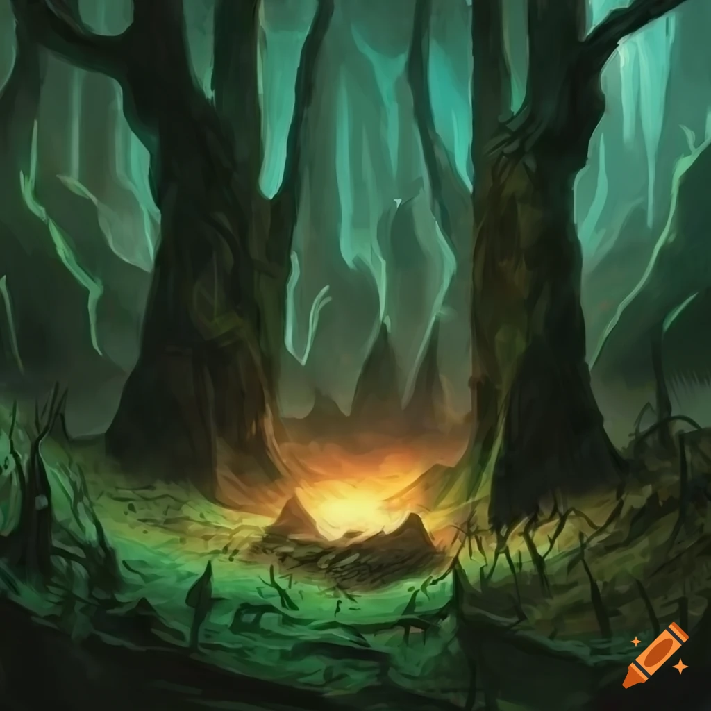 Fantasy artwork of a forest spell in magic: the gathering on Craiyon