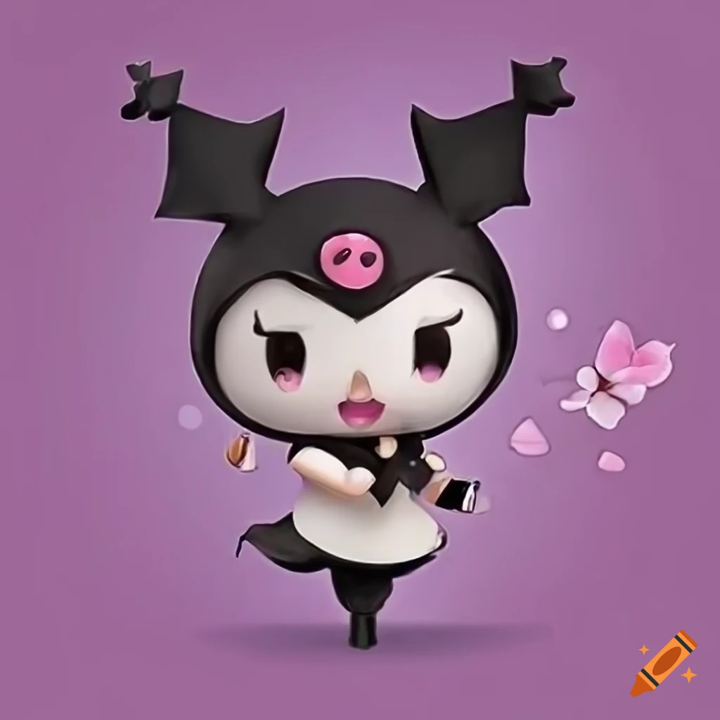 portada de cuaderno con imagen de Kuromi sonriente y juguetona