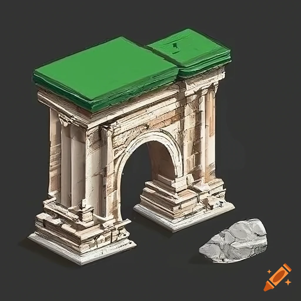 marble arch with olive trees in the foreground