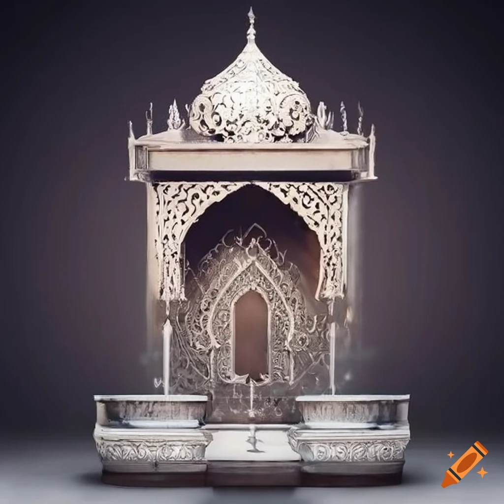 ornamental Islamic balcony with silver fountain