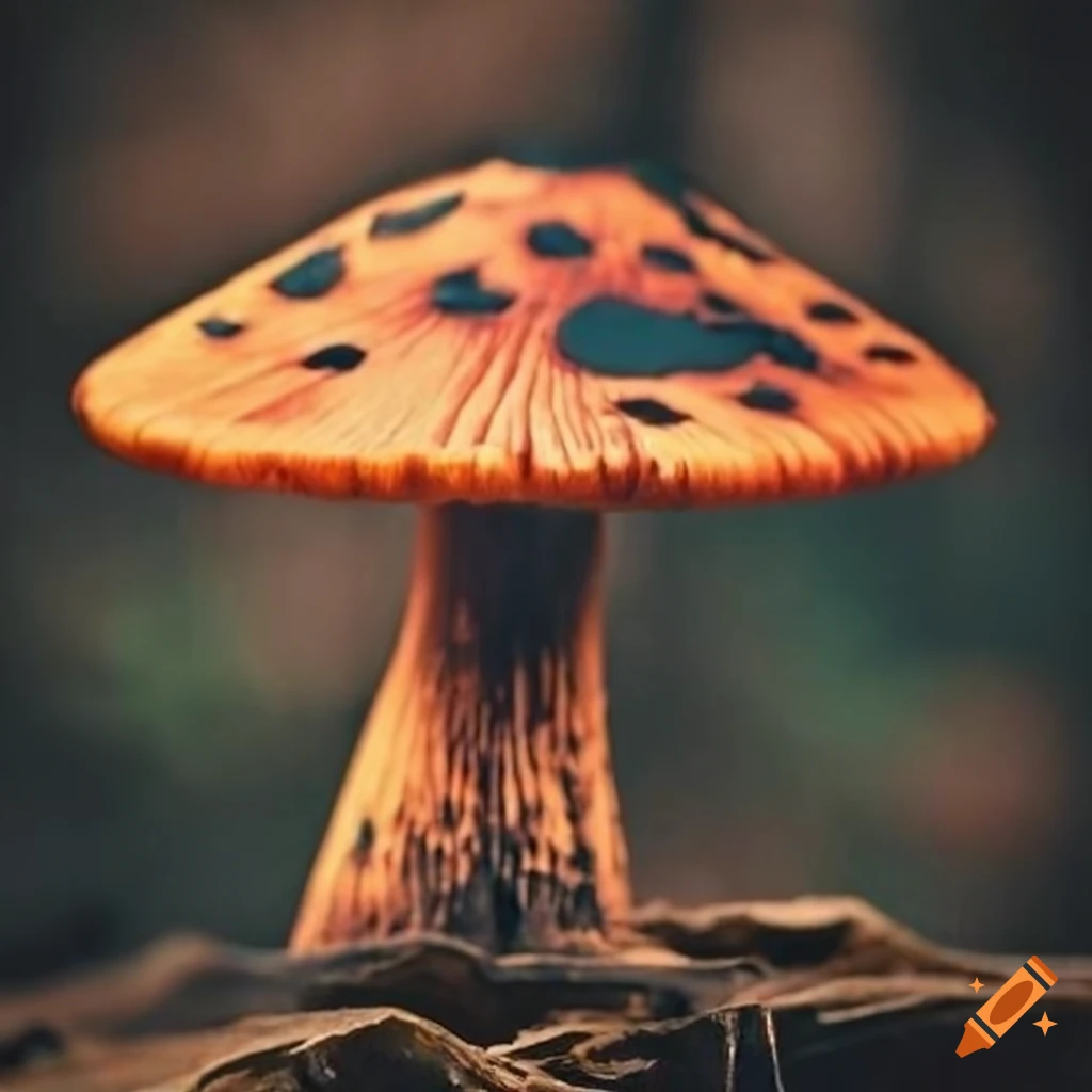 wood burned mushroom artwork