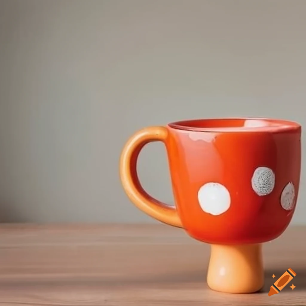 colorful mushroom mug on a table