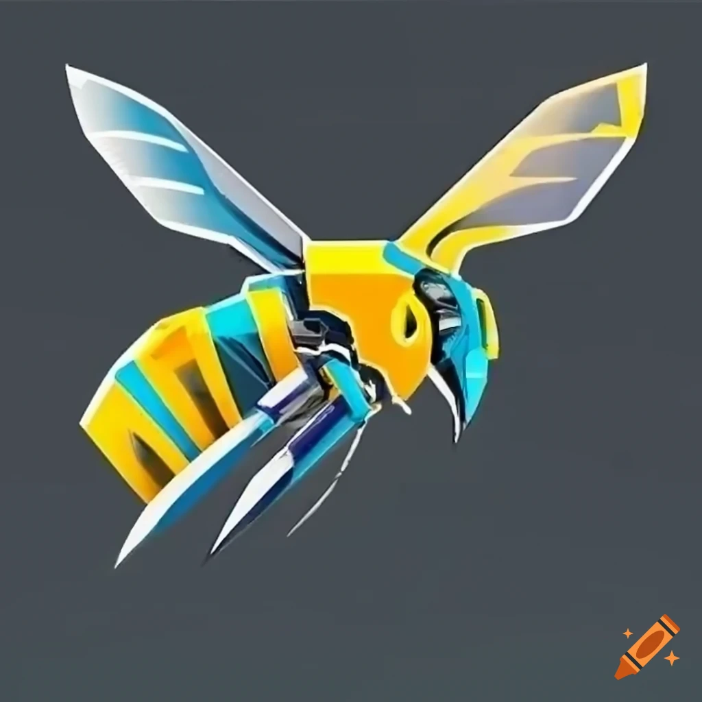 logo of a robot bumblebee with knife blade wings