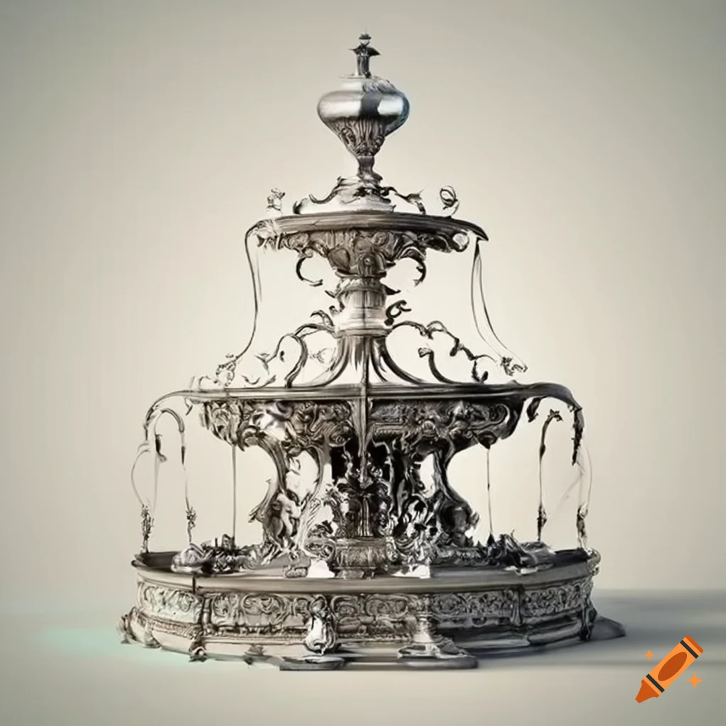 silver ornamental gazebo with a fountain