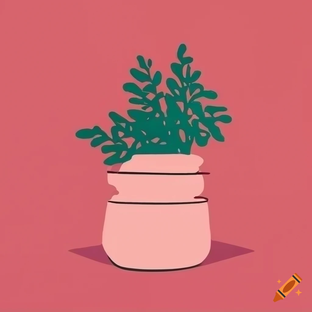 minimalistic drawing of a herb pot