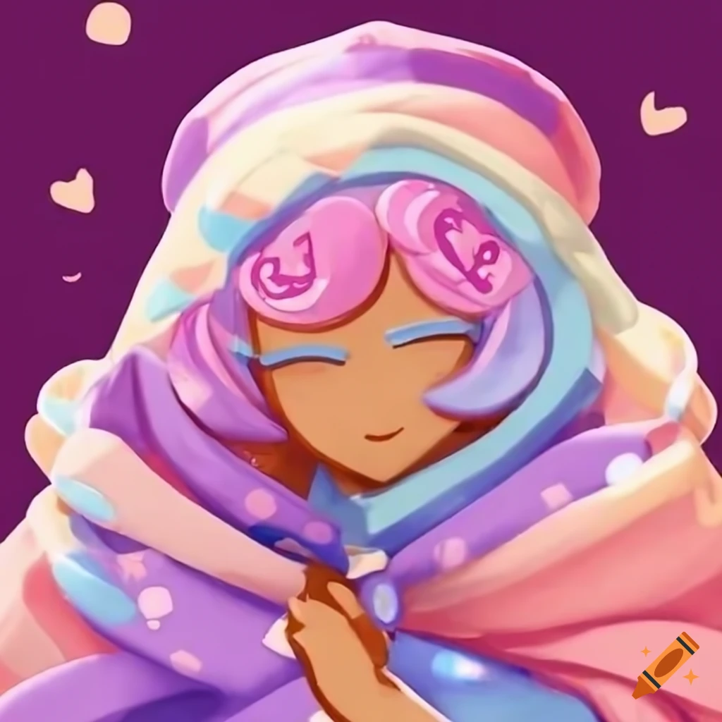 pastel cotton cookie in a cozy blanket