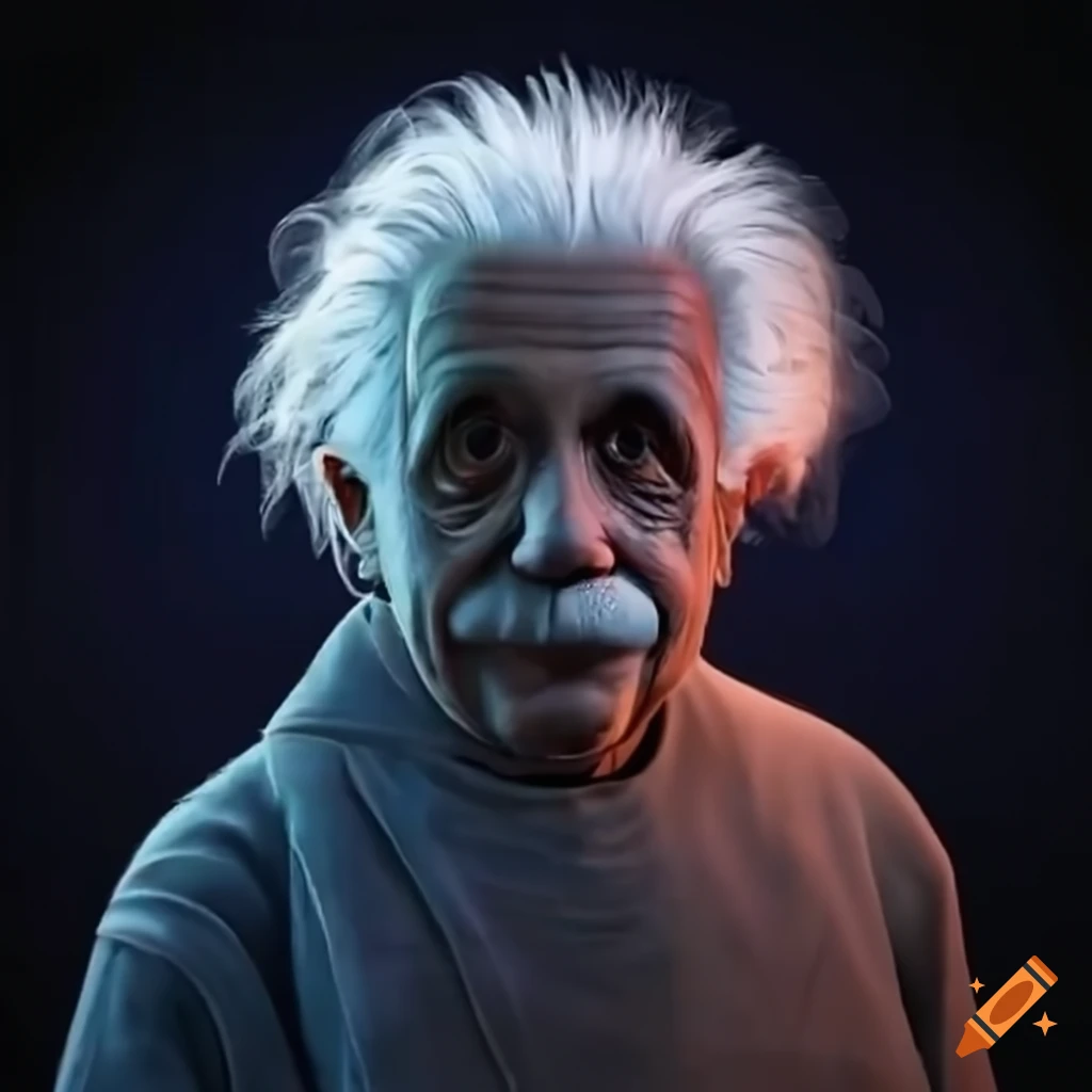 user interacting with an Albert Einstein avatar in augmented reality