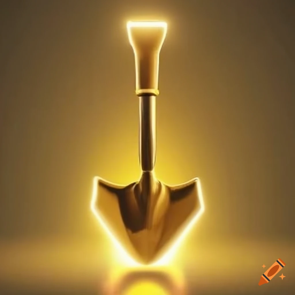 Golden shovel with glowing lights