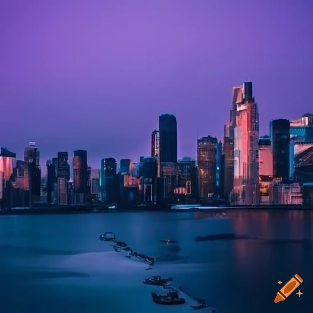 A cityscape with tall buildings and bright lights on Craiyon