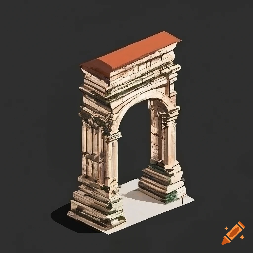 marble arch with olive trees in the foreground