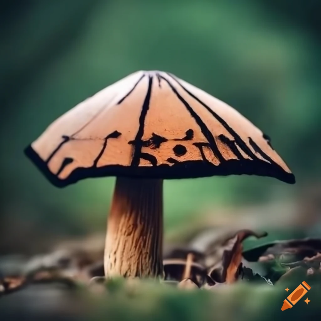 wood burned mushroom artwork