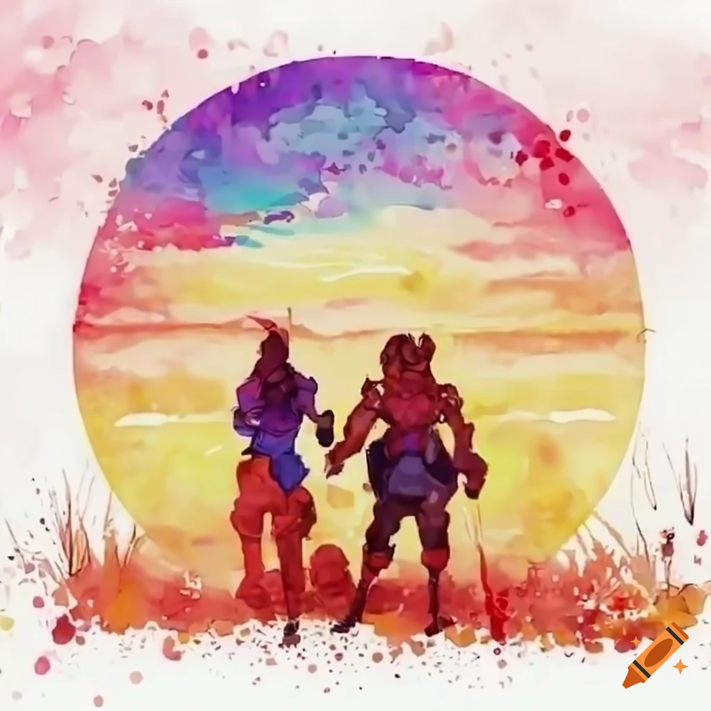 sunset scene in Overwatch with Lucio and Dva