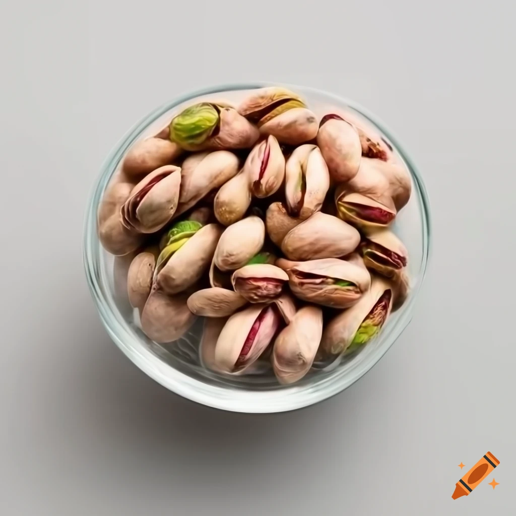 top view of a bowl of pistachios