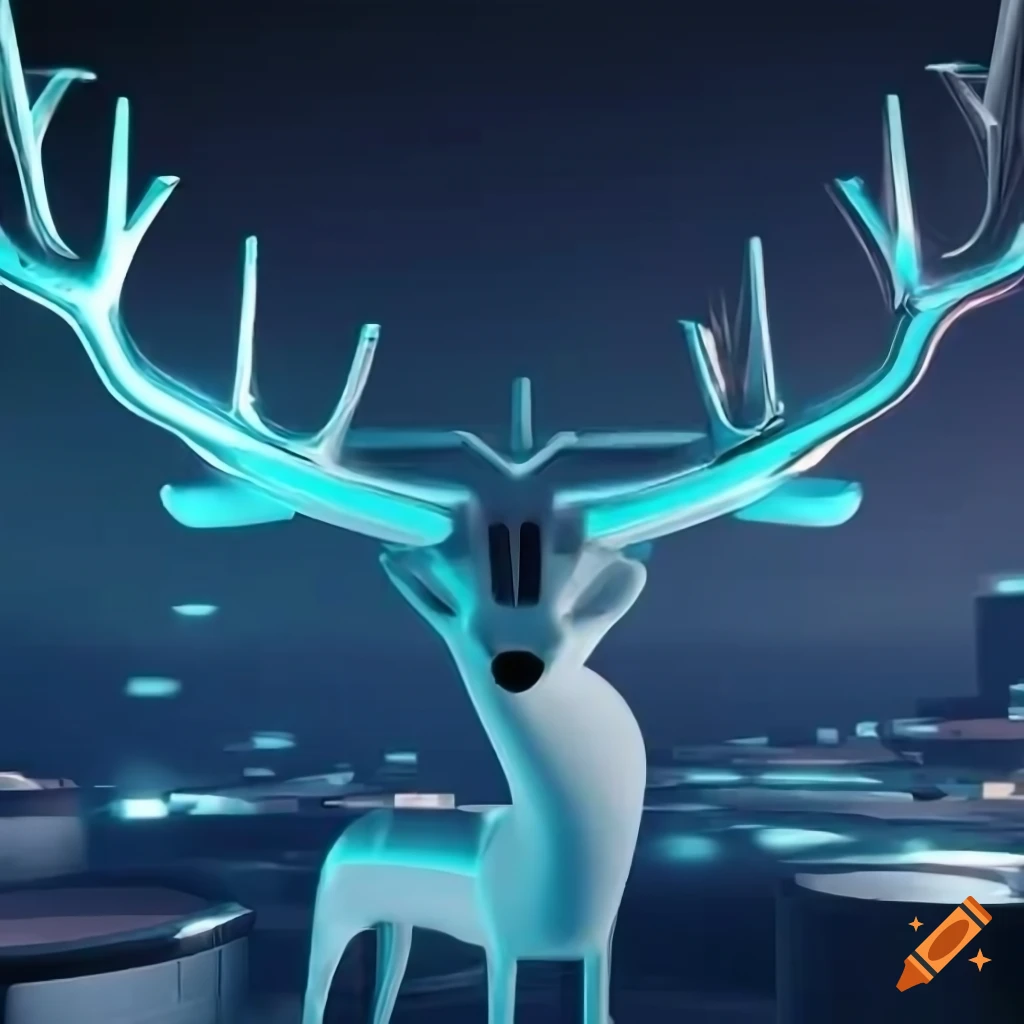 high-quality 3D render of a futuristic reindeer
