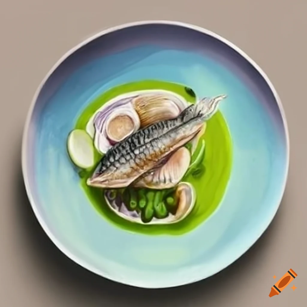 plate of hake with green sauce and asparagus