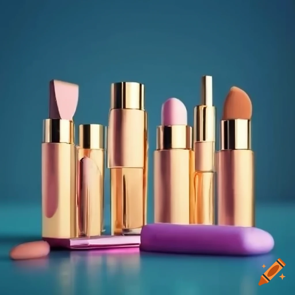 luxurious makeup products with gold packaging