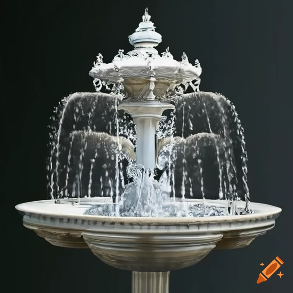 silver ornamental gazebo with a fountain