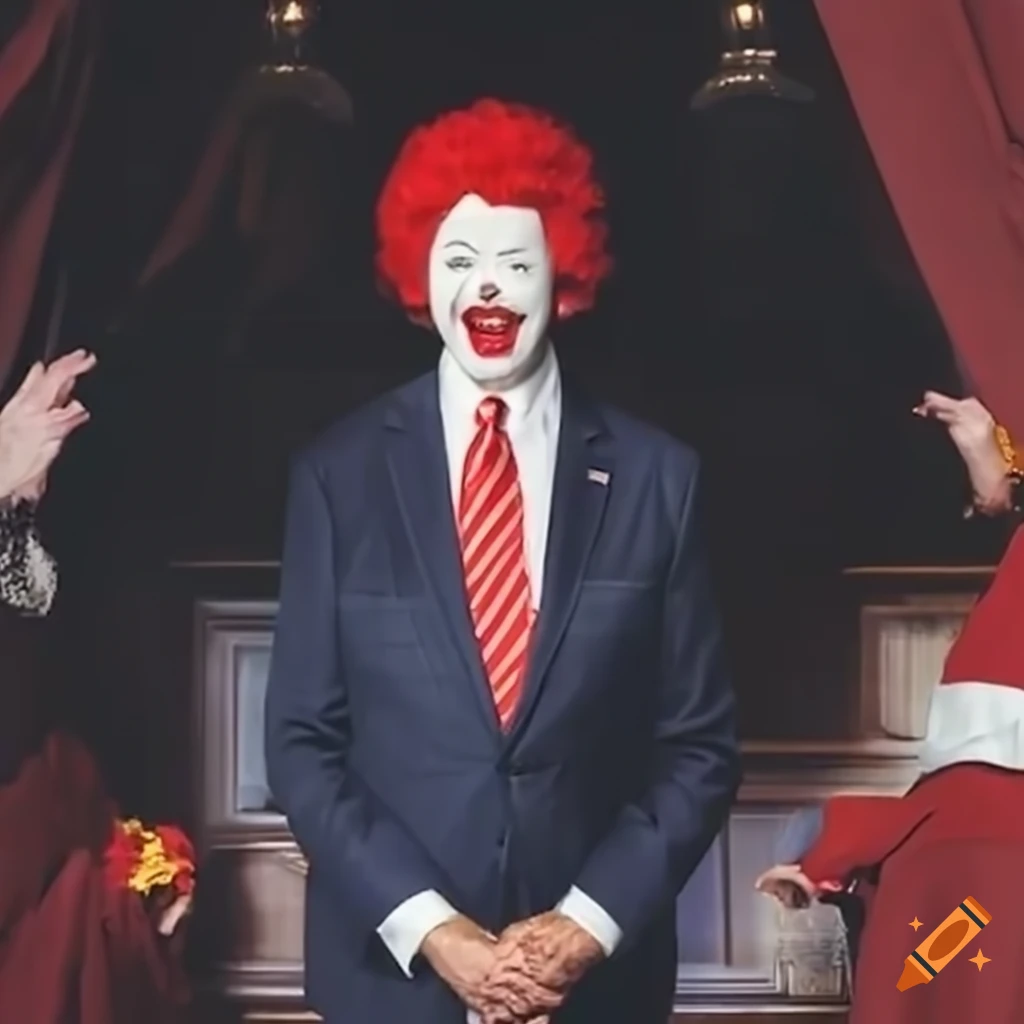 satirical depiction of Joe Biden as Ronald McDonald
