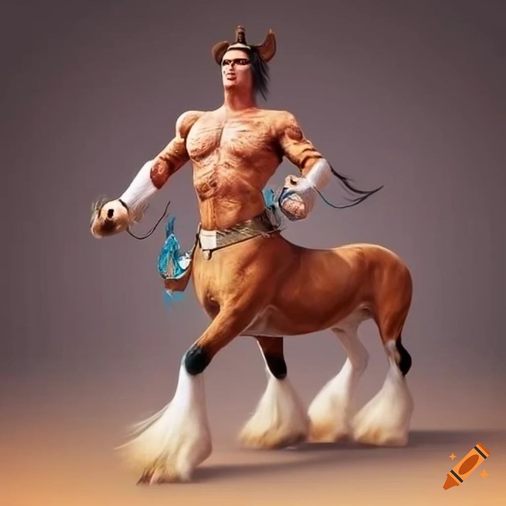 Magnificent Clydesdale centaur with stunning markings and saddle on Craiyon