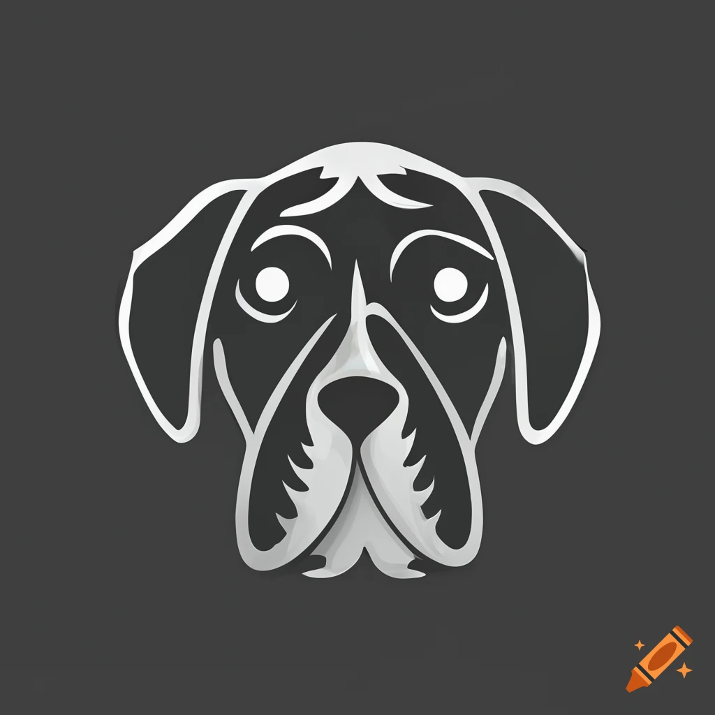 black and white vector logo of a cute dog puppy