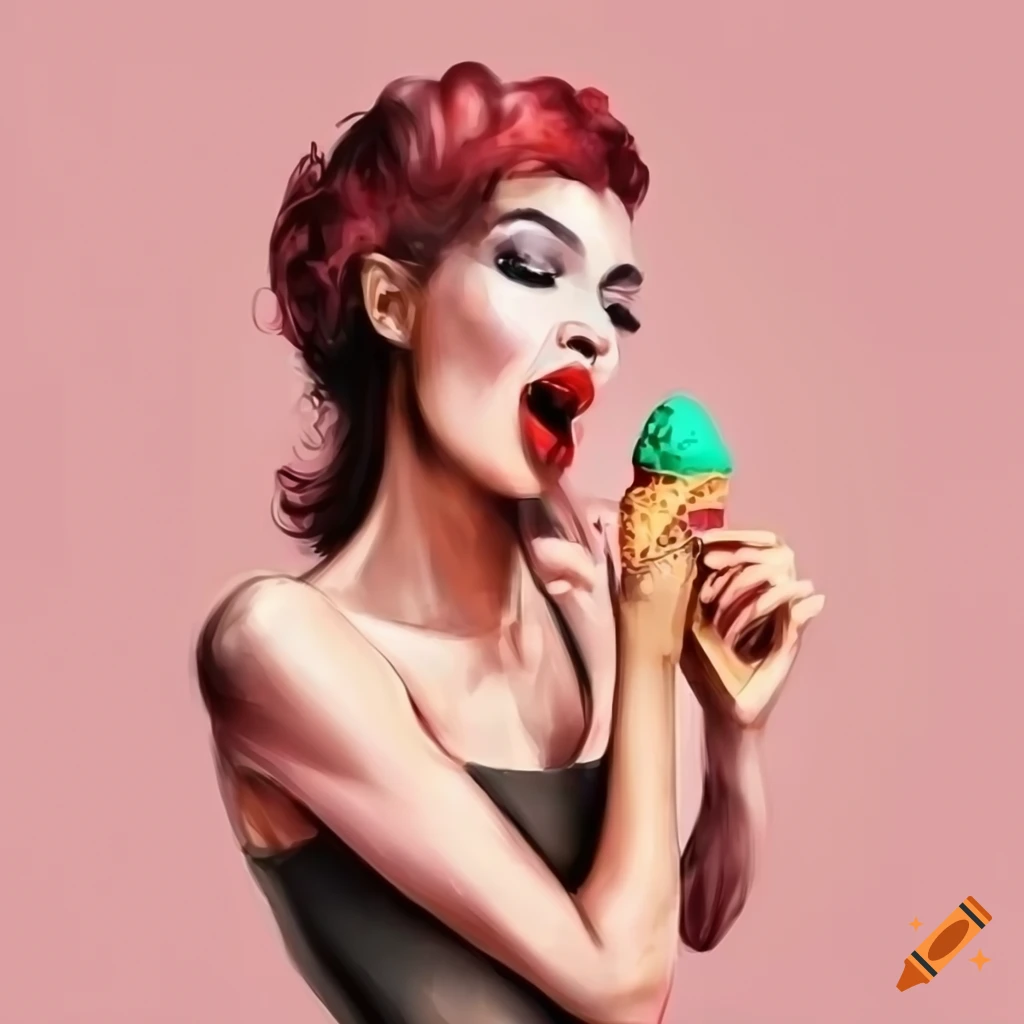 InterestPrint Funny Food Melting Ice Cream Cones Women's Capri