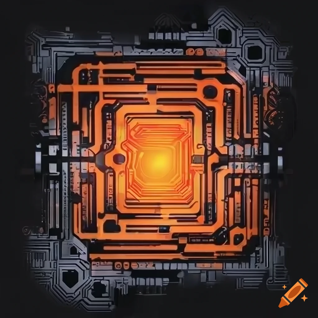 Abstract Artwork Of Glowing Circuits In Black And Orange On Craiyon abstract-artwork-of-glowing-circuits-in-black-and-orange-on-craiyon