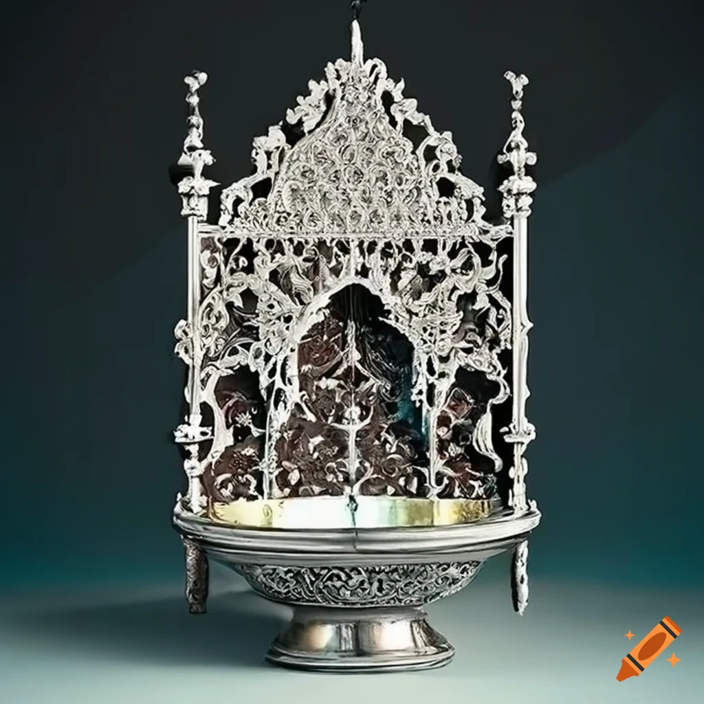 ornamental Islamic balcony with silver fountain